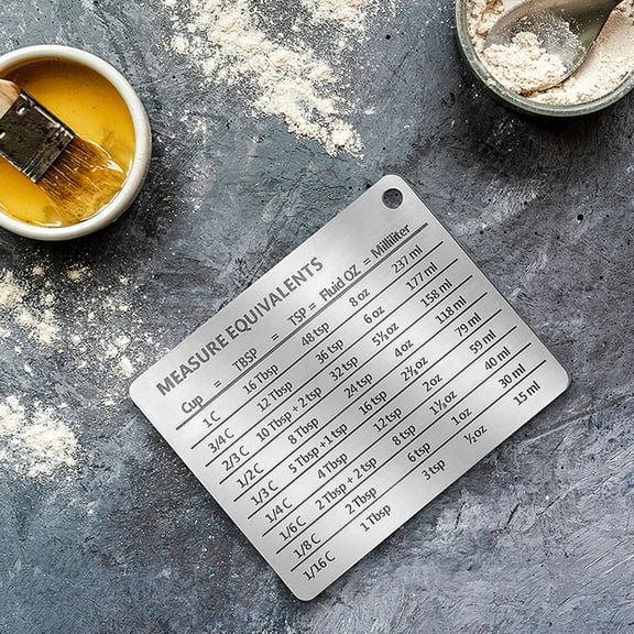 FUEENIRVA Stainless Steel Cooking Conversion Chart Magnet - Compact Kitchen Measurement Guide for Home Use