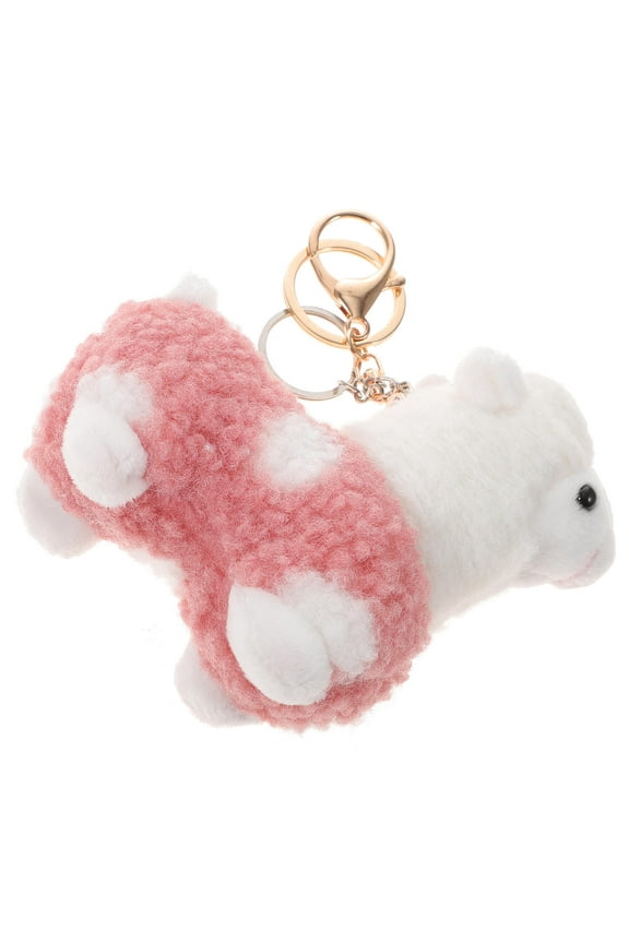 Alpaca Keychain Pendant Plush Alpaca Key Chain Pendants Pink Alloy 1Set