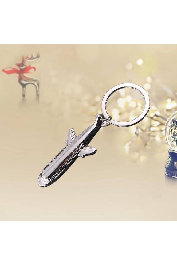 1Set Metal Airplane Keyfob for Car Key Decoration in Silver