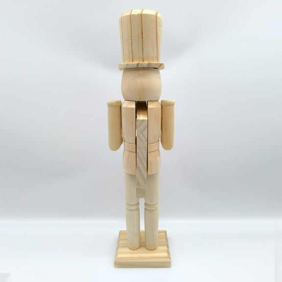FUEENIRVA Nutcracker Decoration Wood Light Yellow Unfinished Figurine 1Pack