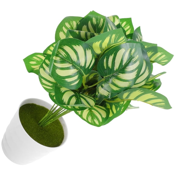 FUEENIRVA Fake Green Watermelon Leaf Bonsai Plant Pot Artificial Simulation for Stylish Indoor Tabletop Decor