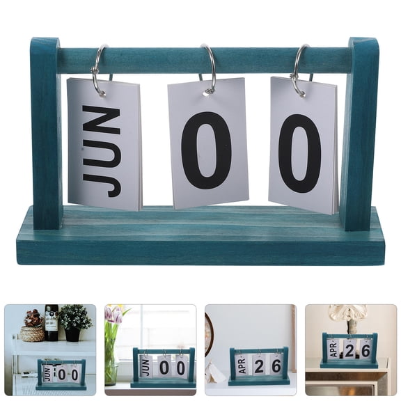 FUEENIRVA Elegant Blue Table Calendar with Flip Pages and Perpetual Display for Office Use