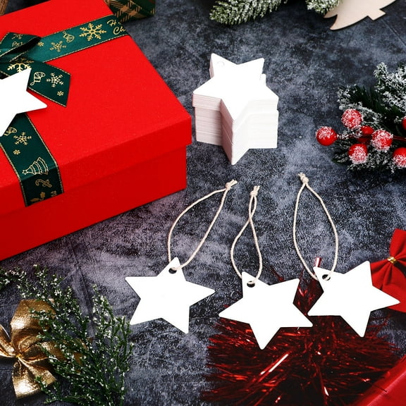 FUEENIRVA 200Pcs Star Tags for Birthdays and Other Celebrations Blank Design White Paper Cutouts