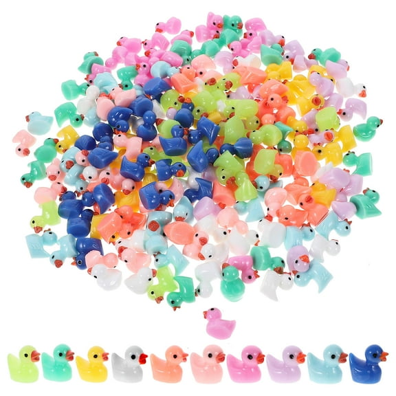 FUEENIRVA Fueenirva 200pcs Assorted Color Mini Duck Shaped Resin Garden Ornaments Bulk Decorative Animal Figurines Outdoor Yard