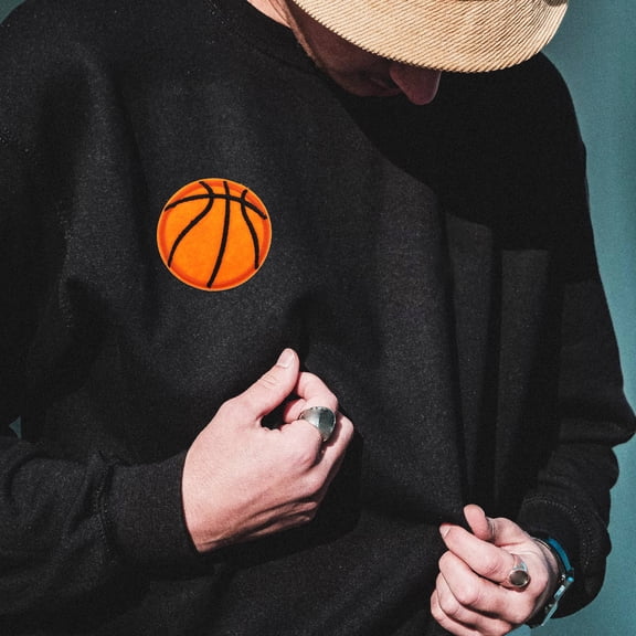 FUEENIRVA 20Pcs Garment Patches Orange Flat Compact Basketball Patch for Jackets and Jeans
