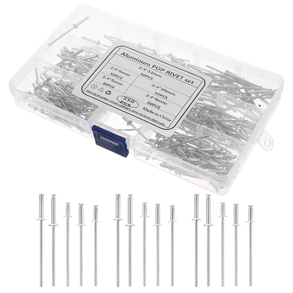 FUEENIRVA 250pcs Aluminum Round Hollow Rivets Permanent Fasteners Easy to Install Hardware for Projects