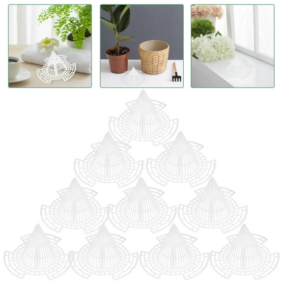 FUEENIRVA White Plastic Mesh Design Planter Pads 25pcs for Plant Pot Drainage Garden Use