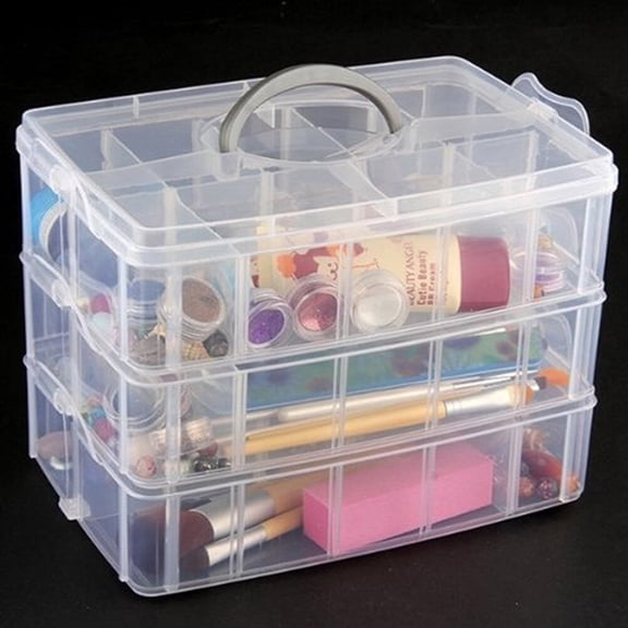 FUEENIRVA 2Pcs Household Storage Box Plastic with Lid and 3 Layers for Organizing