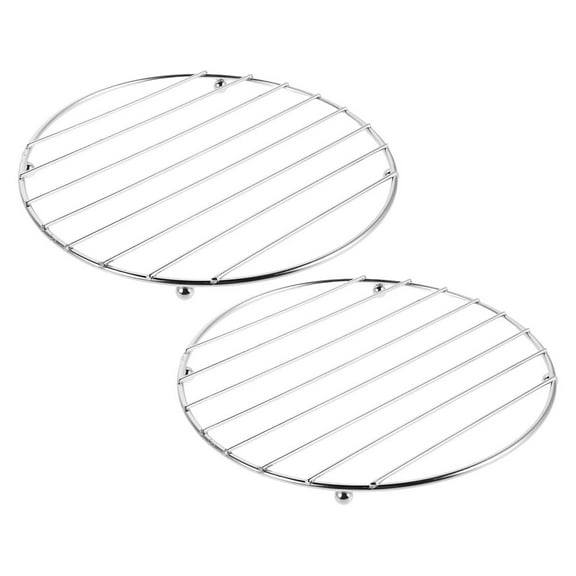 FUEENIRVA 2-Pack Round Stainless Steel Trivets for Hot Pots, Pans & Dishes - Countertop and Dining Table Protectors