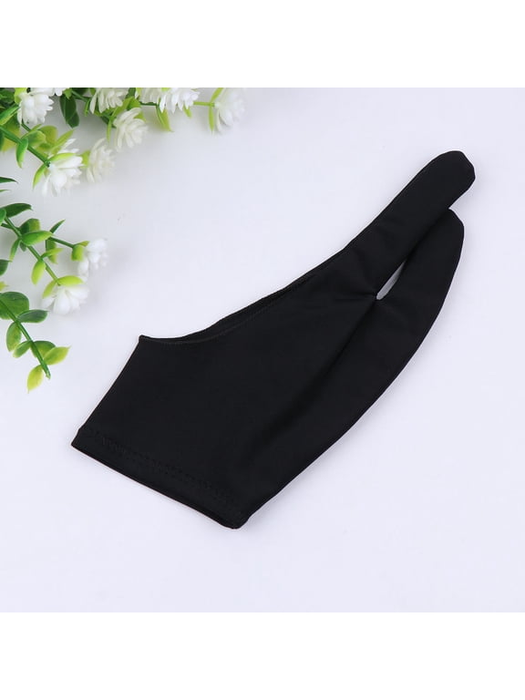 2Pcs Two Finger Drawing Glove Spandex Black for Tablet Sketching and Painting