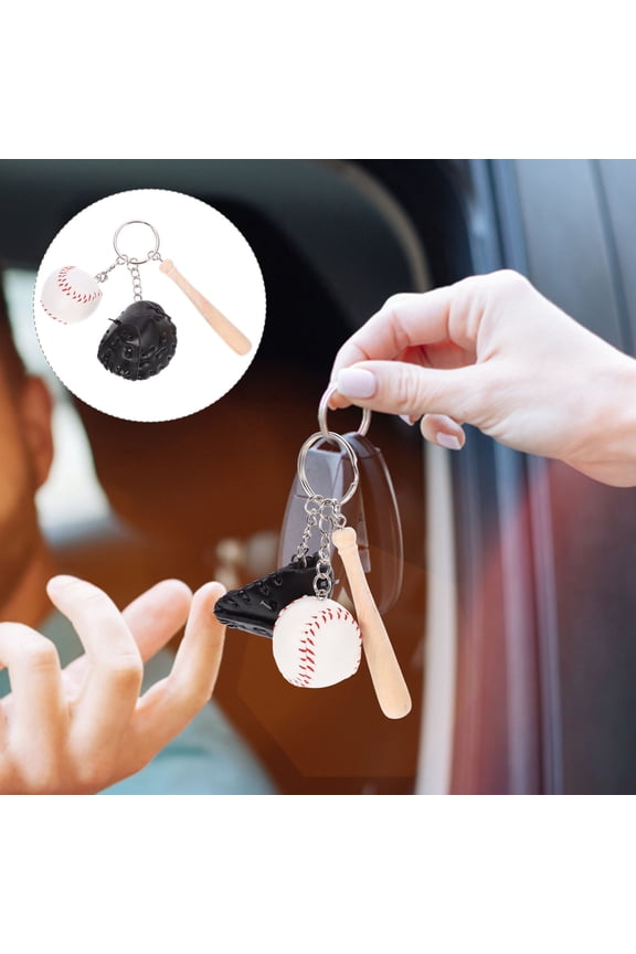 Black PU Baseball Bat Keychain, Unique Accessory for Special Occasions, 2Pcs