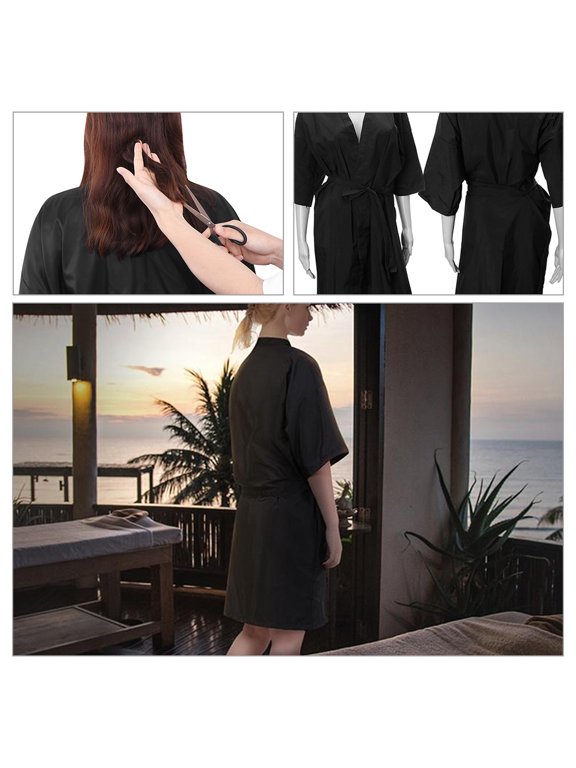 Women's 2-Piece Nylon Satin Dressing Gown, Simple Salon Robe Set for , Haircut, Makeup, Home Use, Lightweight Cape