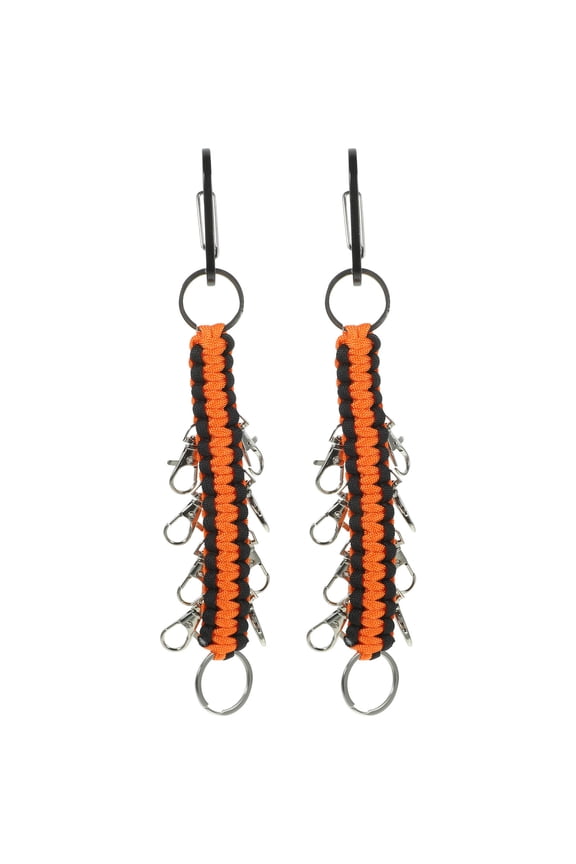 2-Pack Multi-Color Paracord Keychains with Carabiner for Outdoor Camping Hiking Climbing Gear Accessories