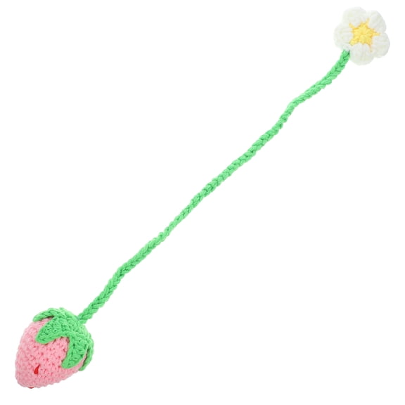 FUEENIRVA Creative Lightweight Crochet Car Hanging Ornament Pink Strawberry Pendant for Interior Decor