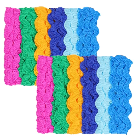 FUEENIRVA 2PCS Wavy Fringe Trim Ribbon Multi-Color Polyester for Clothing Decoration and Handicrafts