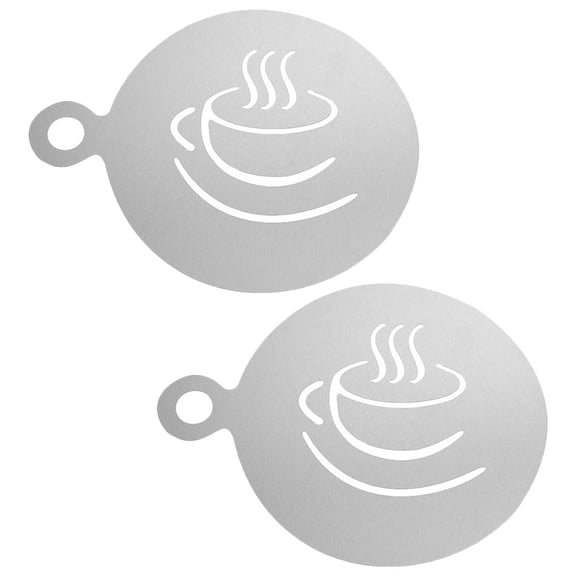 FUEENIRVA 2Pcs Coffee Stencils Stainless Steel Latte Art Tools Suitable for Home and Cafe Use