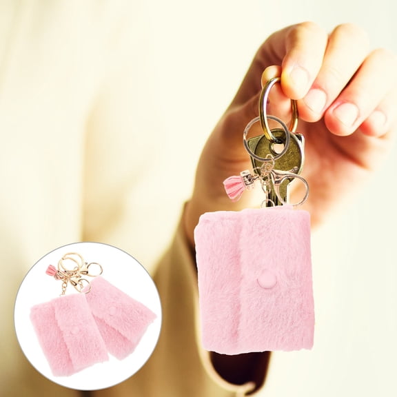 FUEENIRVA Change Purse Keychain Key Chain Pink Plush 2Pcs