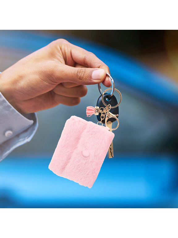 Change Purse Keychain Key Chain Pink Plush 2Pcs