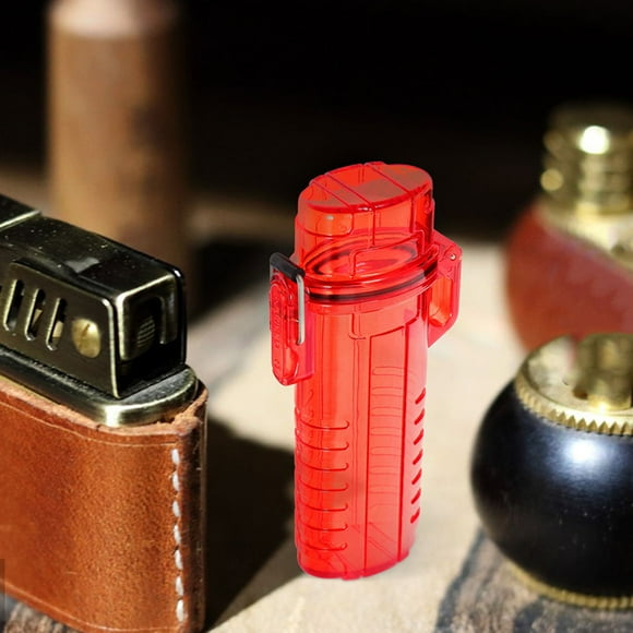 FUEENIRVA 2Set Red Plastic Lighter Case Waterproof and Protective