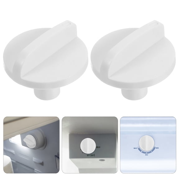 FUEENIRVA 2-Pack Universal Refrigerator Temperature Control Dial Knob Replacement, White Plastic Fridge Grip Caps
