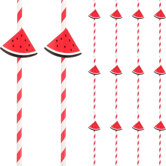 FUEENIRVA 30Pcs Stylish Red Drinking Straws with Adjustable Hawaiian Patterns for Beach Trips