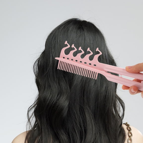 FUEENIRVA 3Pcs Foldable Pink V Shaped Hair Straightening Comb with Anti Static Protection for Home Use