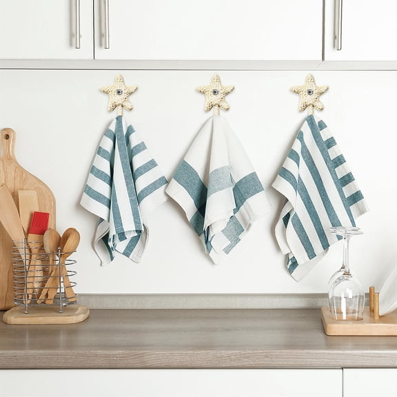 FUEENIRVA 3Pcs Sea Themed Hooks 4.3 x 2.7 Inches Iron For Porch Living Room