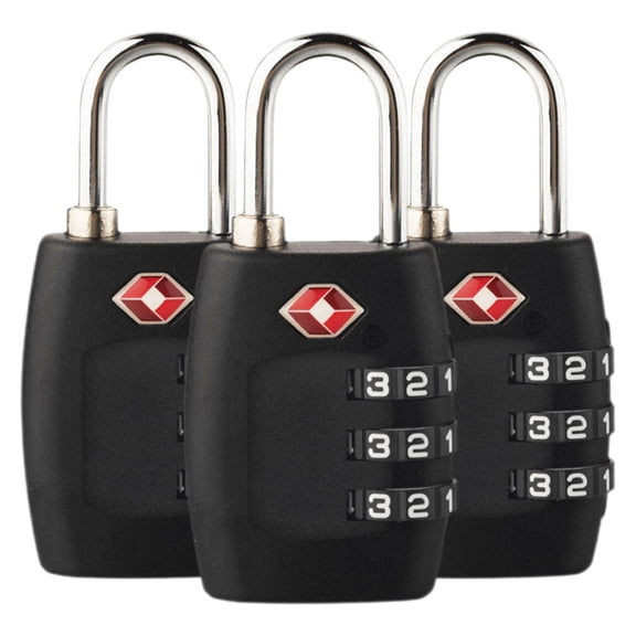 FUEENIRVA 3-Pack Combination Luggage Locks, Steel and PC Material Suitcase Padlocks for Secure Travel