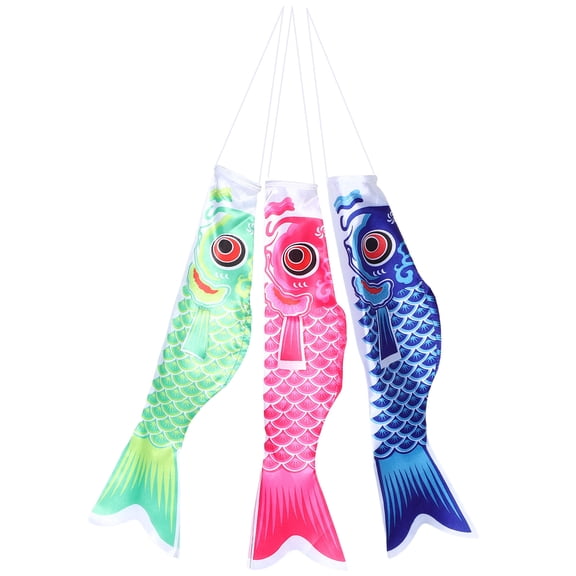 FUEENIRVA 3pcs Hanging Yard Decors Cloth Koi Fish Flag For Outdoor Use In Spring Festival