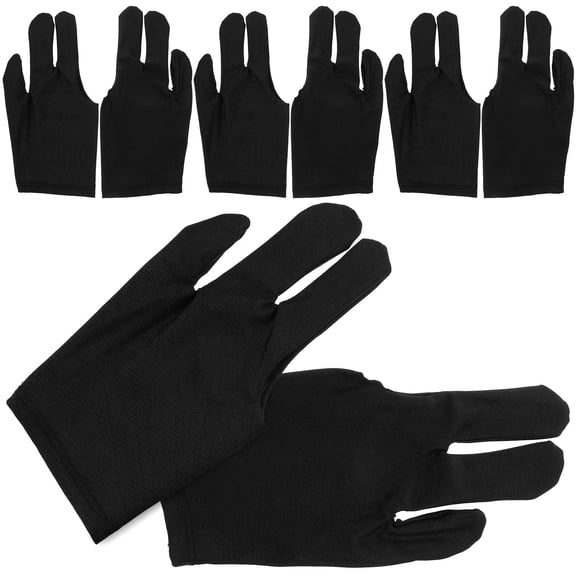 FUEENIRVA 4 Pairs Black Snooker Cue Gloves, Elastic, Wear-Resistant, Breathable Sports Gloves for Cycling and Outdoor Activities