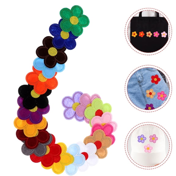 FUEENIRVA 40Pcs Assorted Color Iron on Appliques for Clothes Embroidered Fabric Patches for Bags and Hats