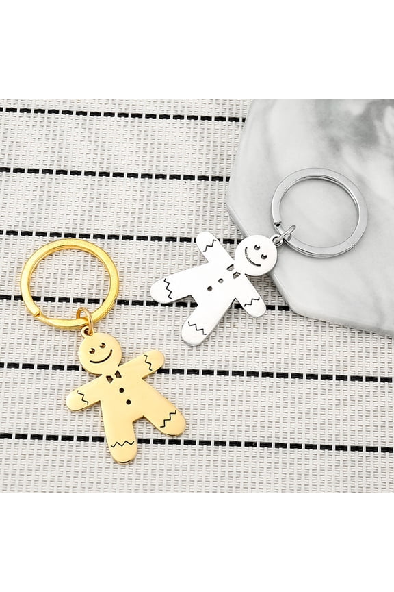 4Pcs Gingerbread Man Keychain for Car Keys and Bag Hanging Pendant