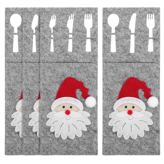 FUEENIRVA 4pcs Silverware Wraps Table Decor Grey Fabric