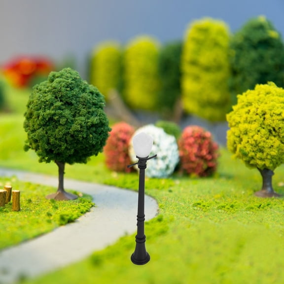 FUEENIRVA 4Pcs Mini Lamps Ornament Black Led For Architectural Displays Micro Landscape Decor 9.6x2x1.2in