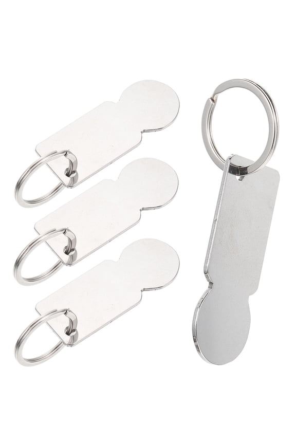 4Pcs Shopping Token Keyring Metal Keychain Shopping Tokens Silver Zinc Alloy for Daily Use