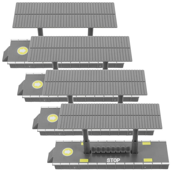 FUEENIRVA Pretend Train Railway Station, Grey Plastic, Easy Assembly, Expandable Compatibility, Decorative