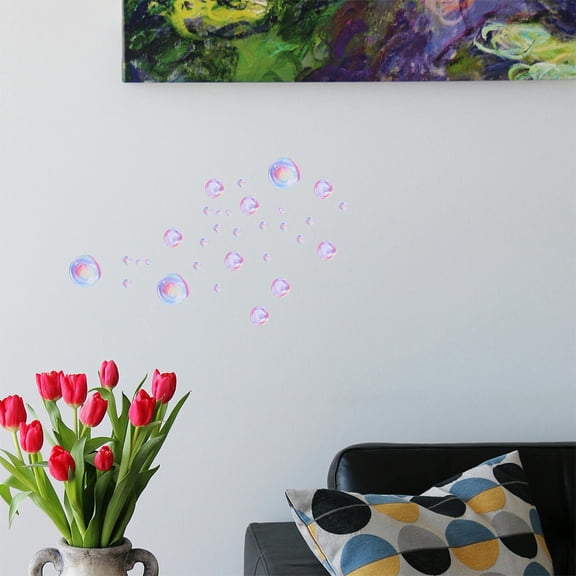 FUEENIRVA 4Sheets Self-Adhesive Removable Wall Stickers Multi Color Bubble Decals For Kids Room And Bathroom Decor