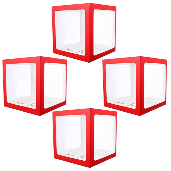 FUEENIRVA 4pcs Paper Empty Balloon Box for Party Decoration, Red Stackable