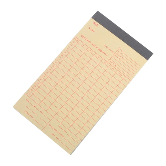 FUEENIRVA 50Sheets Office Work Time Punch Cards Light Yellow Semi Monthly Attendance Record for Payroll Management