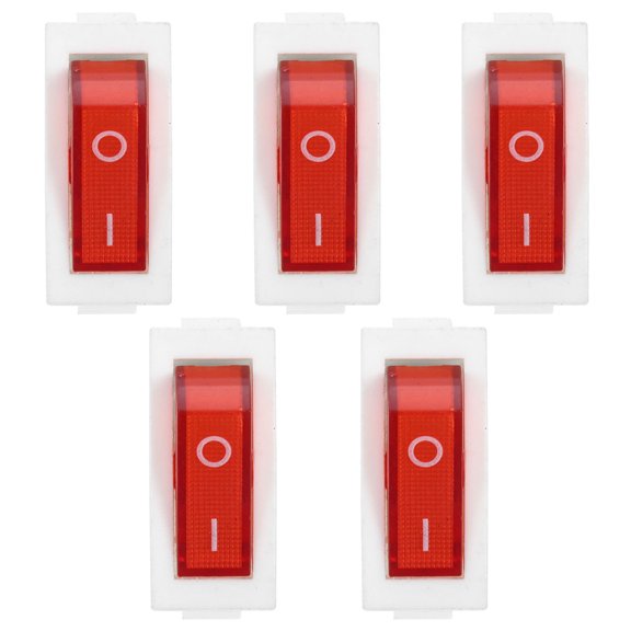 FUEENIRVA Heavy Duty Toggle Switch, White, ABS, Boat Shaped, Red Light, 5Pcs
