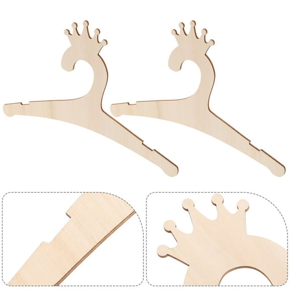 FUEENIRVA 5Pcs Light Yellow Wooden Infant Hangers Crown Shape for Princess-Themed Nursery Decor