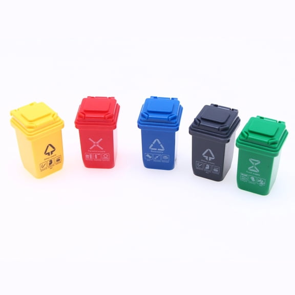 FUEENIRVA 5Pcs Mini Desk Trash Can Plastic Assorted Color for Sand Table Decoration Photo Props