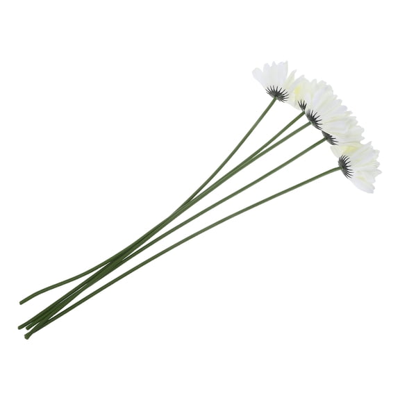 FUEENIRVA 5Pcs Simulation Gerbera Daisy Flower White Round Fabric For Home Office Wedding Party Decoration