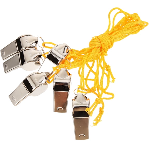 FUEENIRVA 6Pcs Referee Whistles Metal Sports Whistles with Lanyards for Gym Pe Lesson Safety