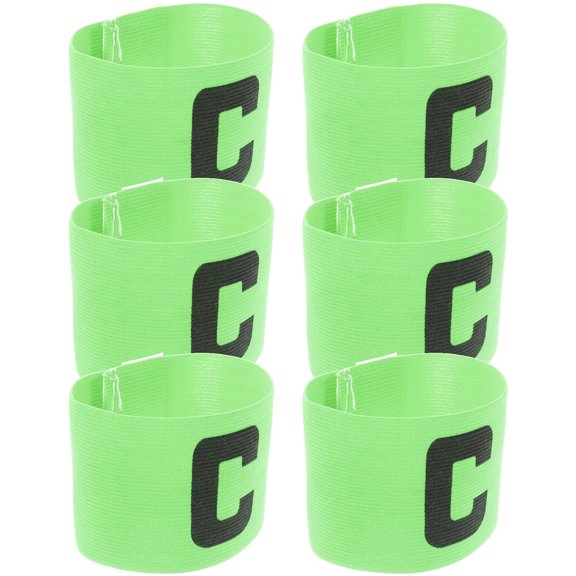 FUEENIRVA 6-Pack Adult Captain Armbands Green Nylon Adjustable for Football Soccer Team Sports
