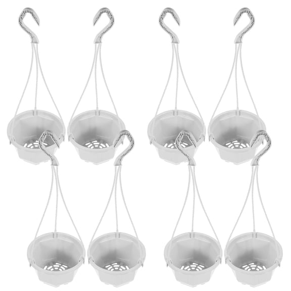 FUEENIRVA 8Pcs White Plastic Hanging Planter for Garden and Balcony Decorative Uses