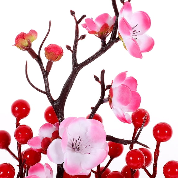 FUEENIRVA Artificial Cherry Blossom Branches Potted Plant, Realistic ...