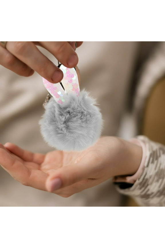 3-Pack Keychain Set with White Ears and Grey Accessories, Stylish Backpack Charms for Back to School