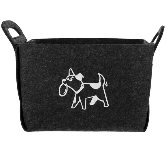 FUEENIRVA Pet Toy Storage Bag Felt Dark Grey Handle Design 1Pack