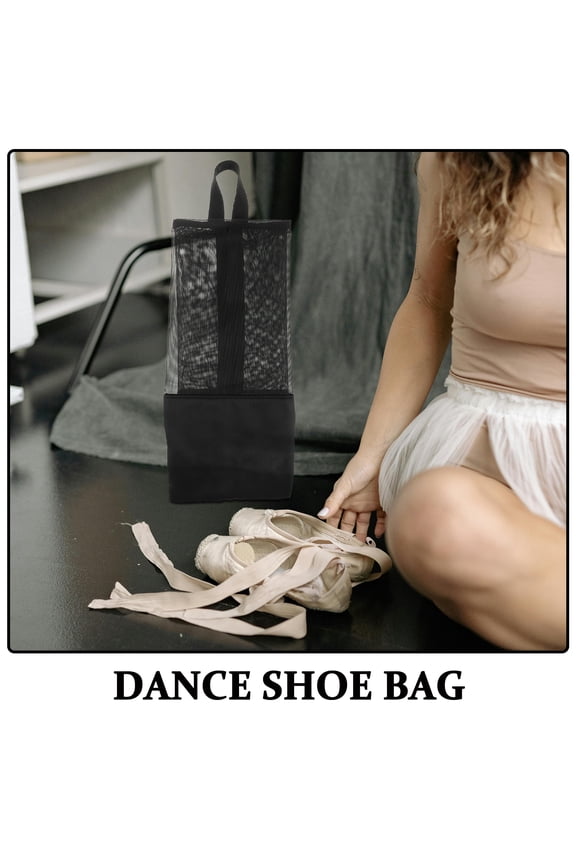 Girls Ballet Duffle Bag with Storage, Lightweight Black Nylon Mesh Fabric, Dance Tote, 1 Piece